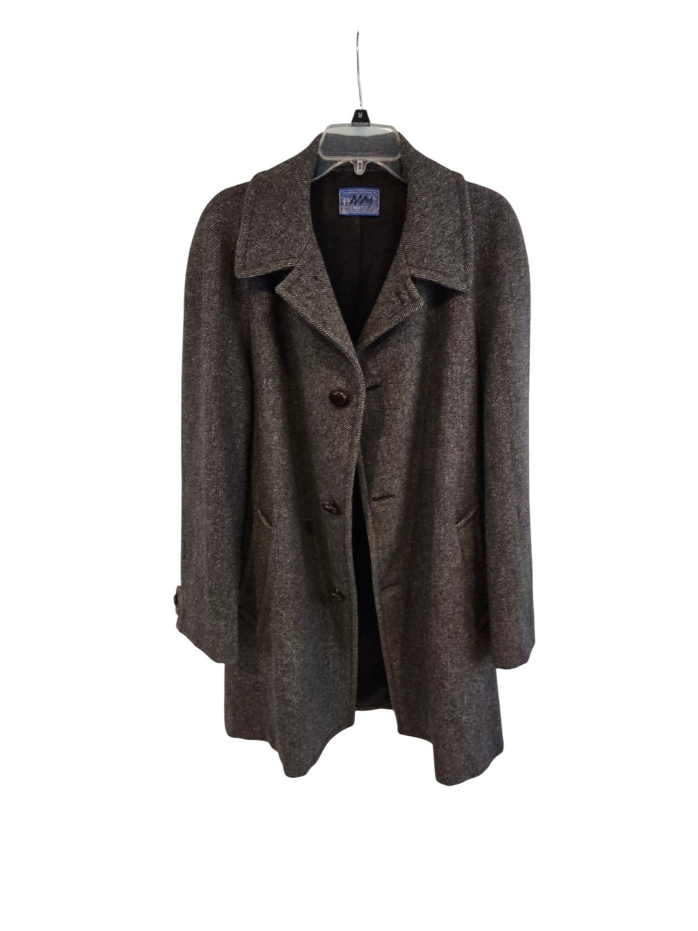 Vintage Pendleton Virgin Wool Herringbone Tweed Overcoat Car Coat Men's Size 44 - Picture 4 of 11